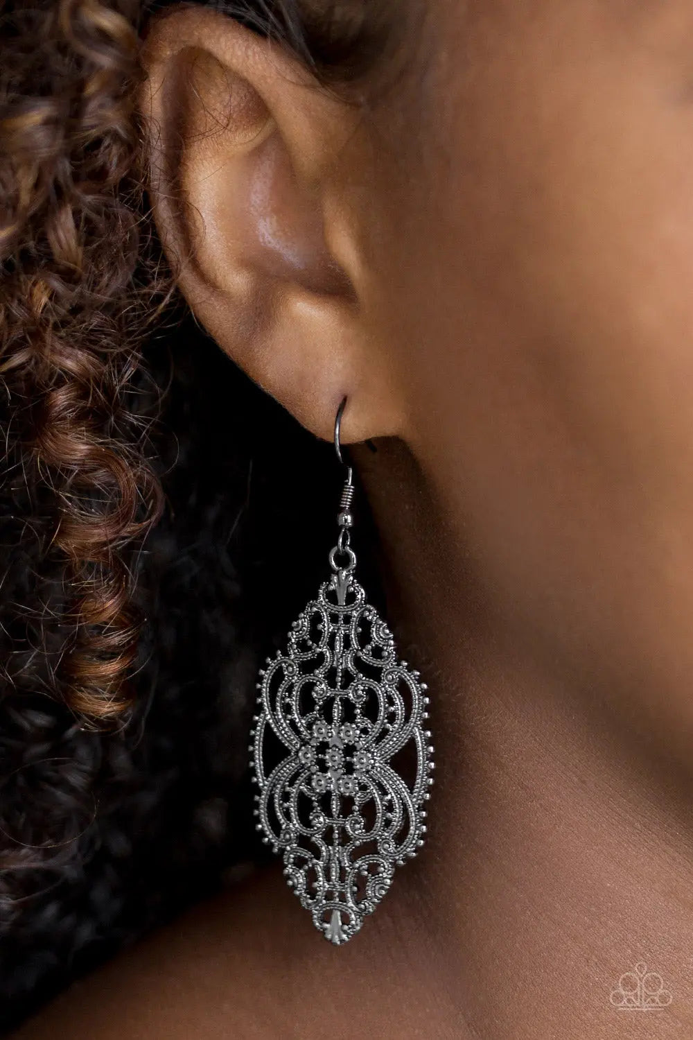 Paparazzi Accessories ✽ Ornately Ornate - Black Earrings✽Flat Rate Ship $4.50✽ - Image #2
