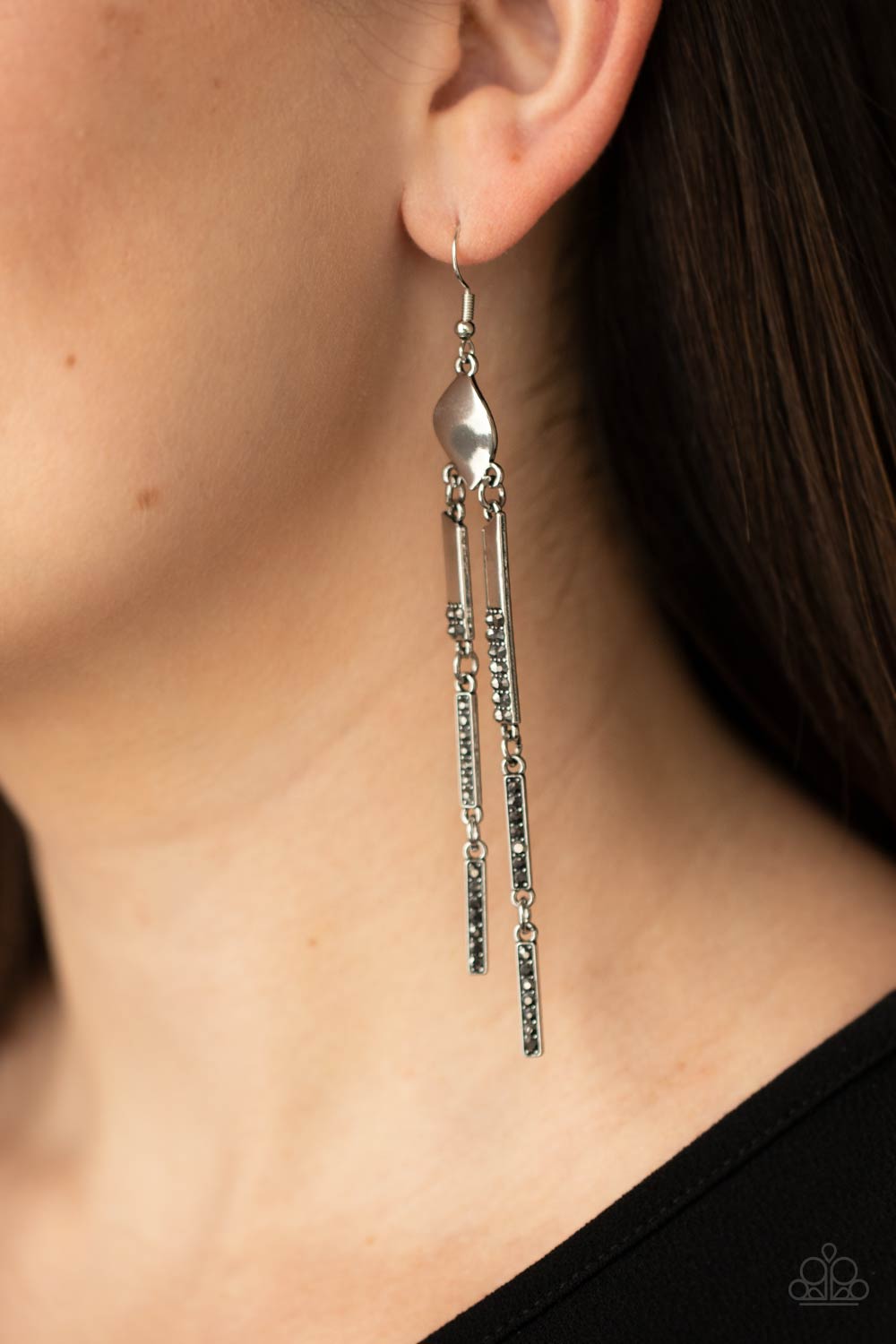 Paparazzi Accessories ❋Defined Dazzle - Silver Earrings❋ Flat Rate Ship $4.50❋ - Image #2