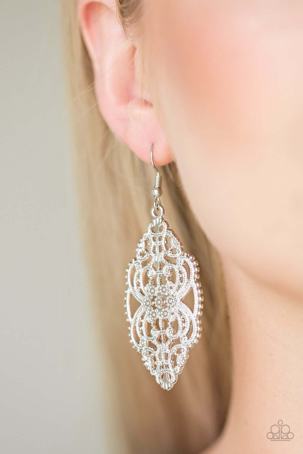 Paparazzi Accessories ✽ Ornately Ornate - Silver Earrings✽Flat Rate Ship $4.50✽ - Image #2