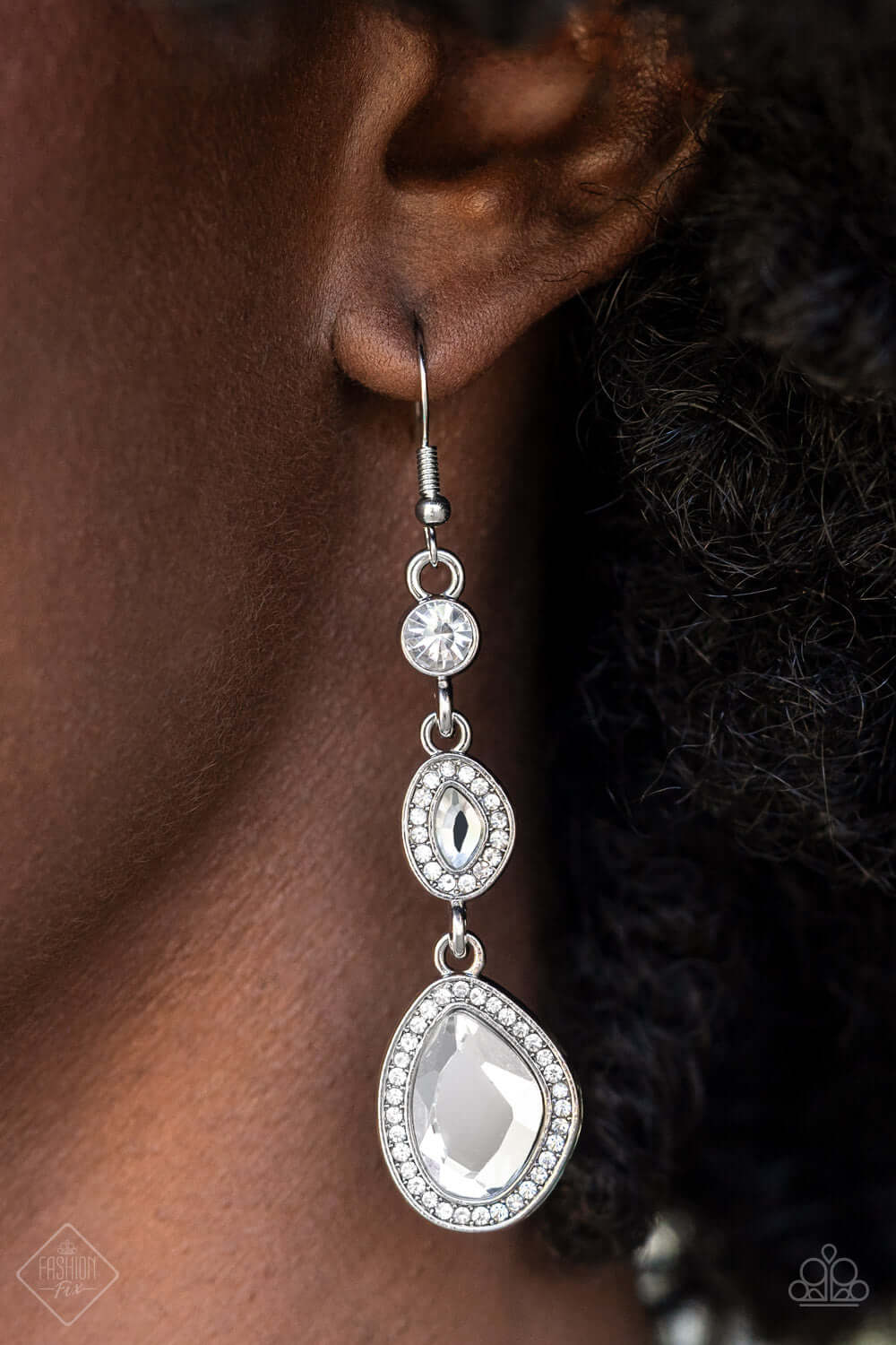 Paparazzi Accessories ❋Dripping Self-Confidence - White Earrings❋ Flat Rate Ship $4.50❋ - Image #2