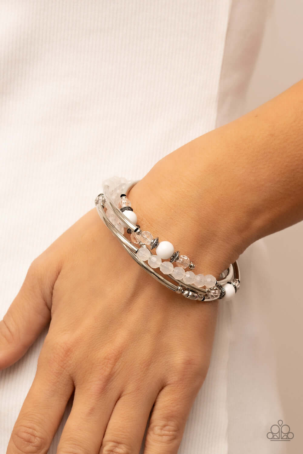 Paparazzi Accessories ❋Whimsically Whirly - White Bracelet❋ Flat Rate Ship $4.50❋ - Image #2