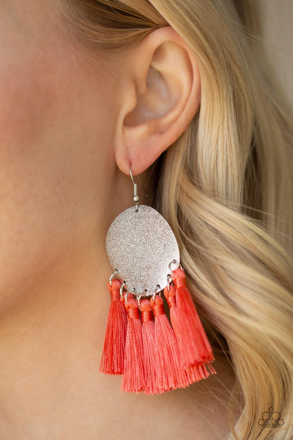Paparazzi Accessories ✽ Tassel Tribute - Orange Earrings✽Flat Rate Ship $4.50✽ - Image #2