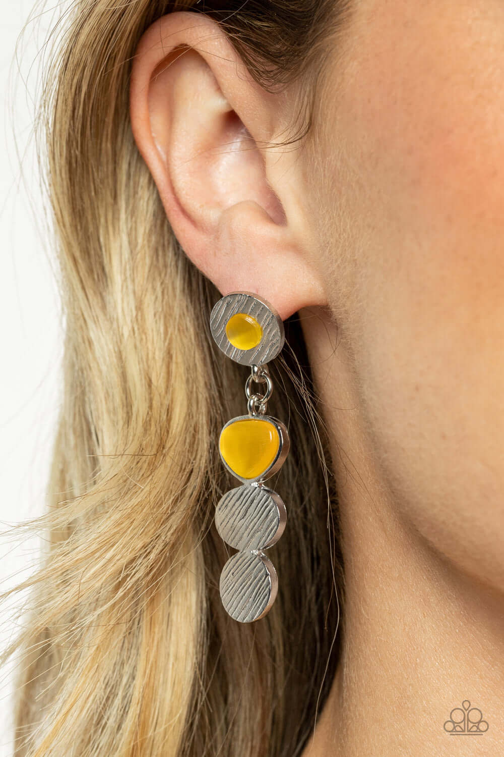 Paparazzi Accessories ❋Asymmetrical Appeal - Yellow Post Earrings❋ Flat Rate Ship $4.50❋ - Image #2
