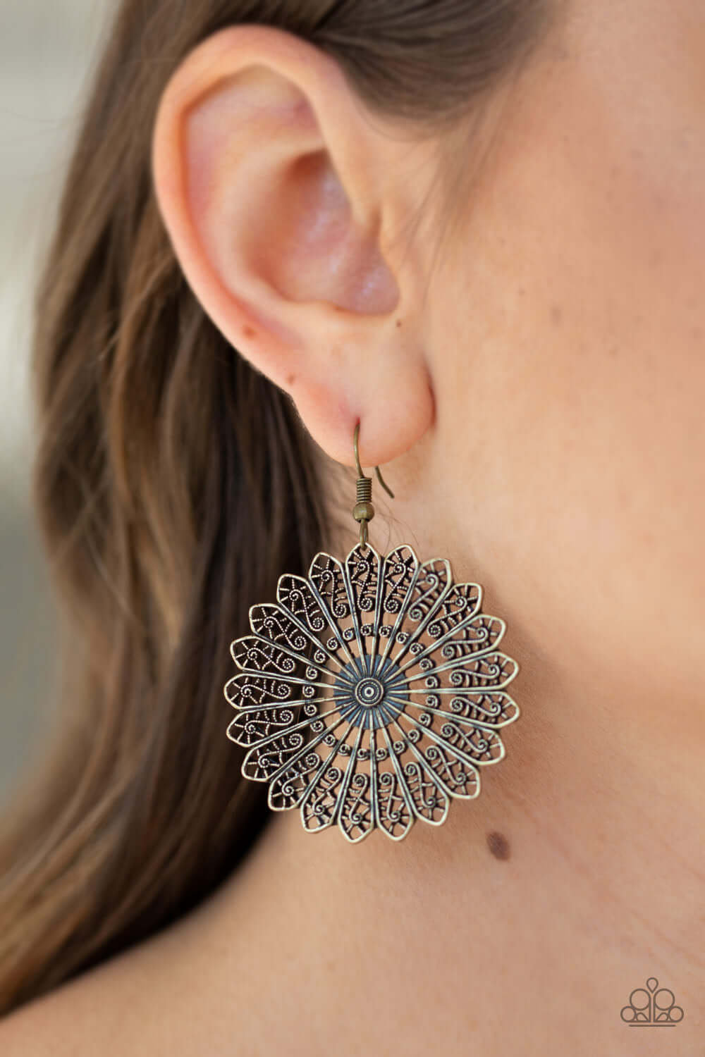 Paparazzi Accessories ✽ Globetrotting Guru - Brass Earrings✽Flat Rate Ship $4.50✽ - Image #2
