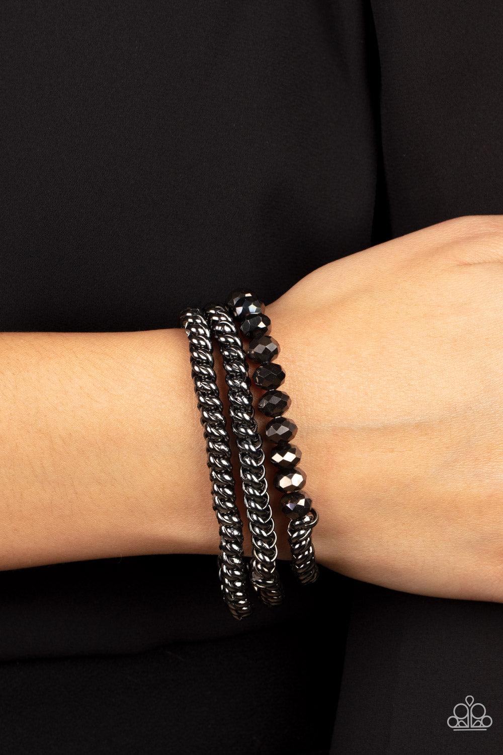 Paparazzi Accessories ❋Gutsy and Glitzy - Black Bracelet❋ Flat Rate Ship $4.50❋ - Image #2