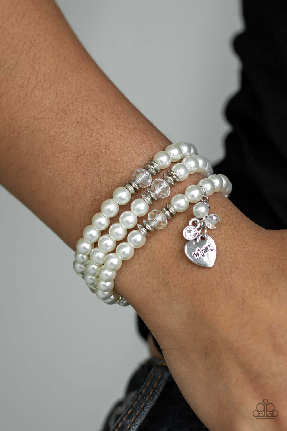 Paparazzi Accessories ✽ Mom Wow - White Bracelet✽Flat Rate Ship $4.50✽ - Image #2