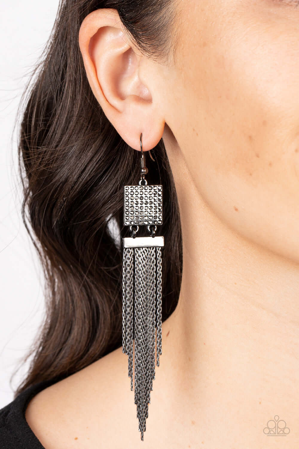 Paparazzi Accessories ❋Dramatically Deco - Black Earrings❋ Flat Rate Ship $4.50❋ - Image #2