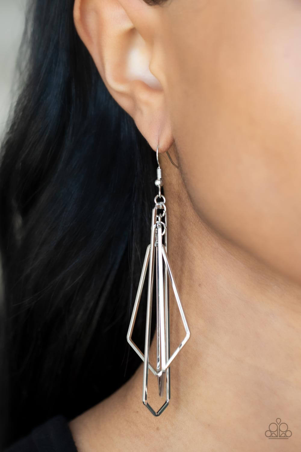 Paparazzi Accessories ❋Shape Shifting Shimmer - Silver Earrings❋ Flat Rate Ship $4.50❋ - Image #2