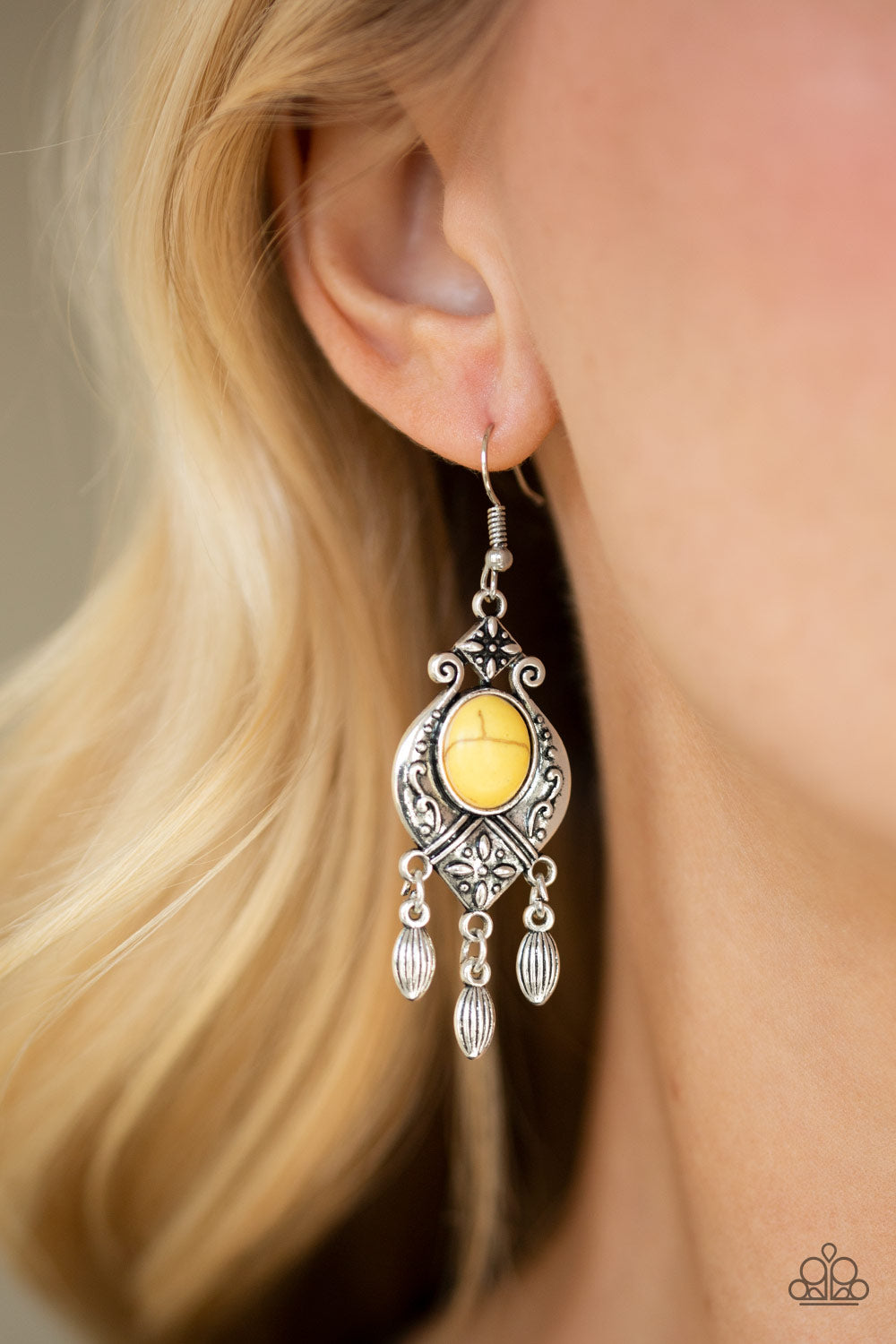 Paparazzi Accessories ✽ Enchantingly Environmentalist - Yellow Earrings✽Flat Rate Ship $4.50✽