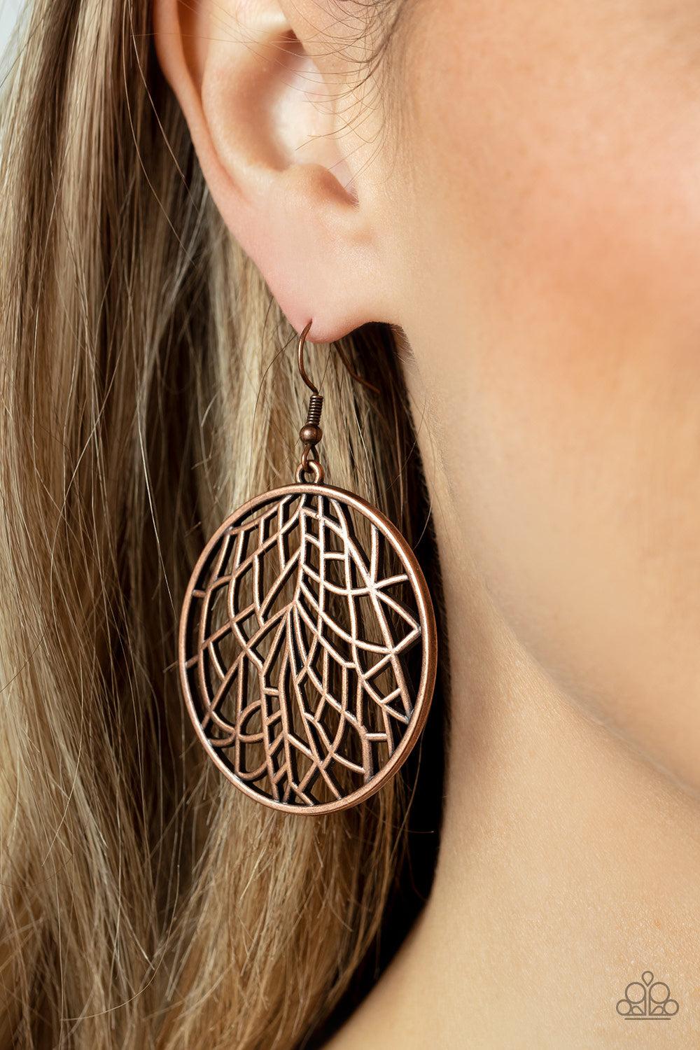 Paparazzi Accessories ❋Fractured Foliage - Copper Earrings❋ Flat Rate Ship $4.50❋ - Image #2