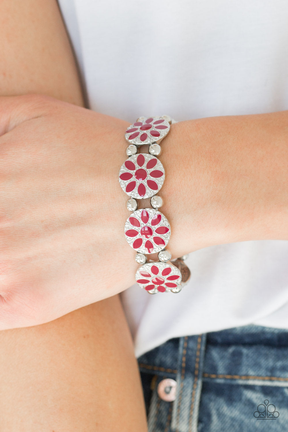 Paparazzi Accessories ✽ Dancing Dahlias - Red Bracelet✽Flat Rate Ship $4.50✽