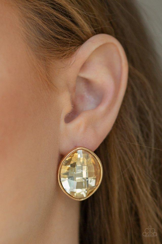 Paparazzi Accessories ✽ Movie Star Sparkle - Gold Post Earrings ✽ Flat Rate Ship $4.50 ✽ - Image #2
