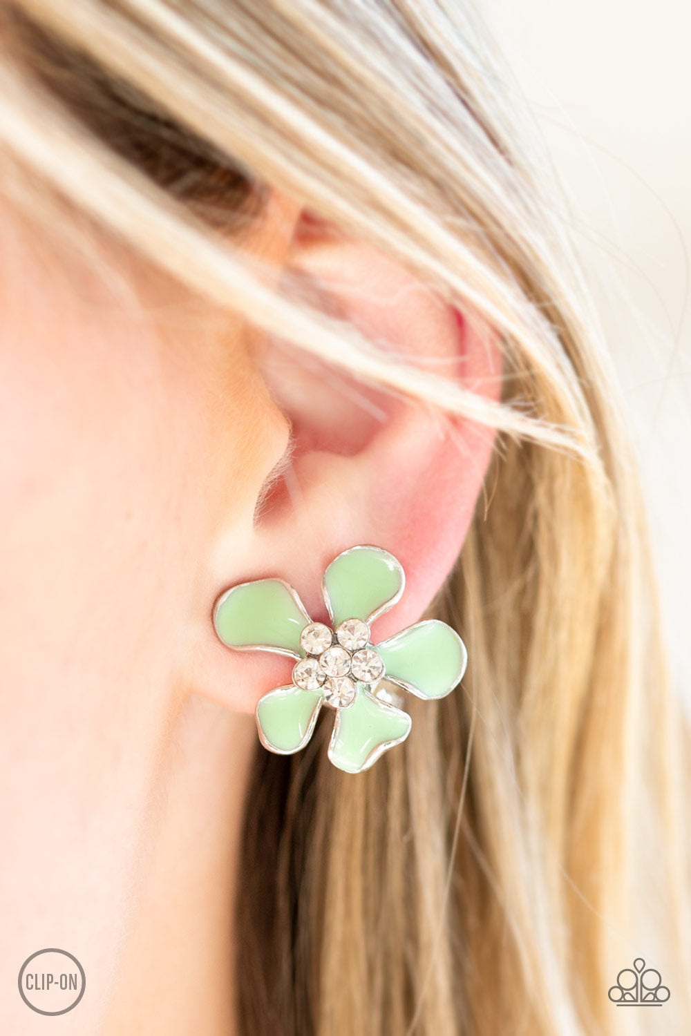 Paparazzi Accessories ✽ Island Iris - Green Clip-On✽Flat Rate Ship $4.50✽