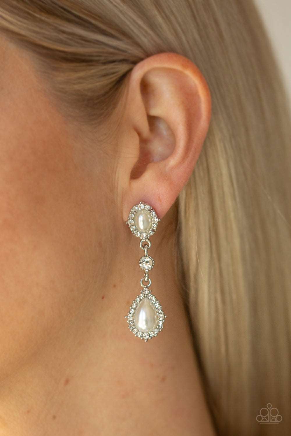 Paparazzi Accessories ✽ All-GLOWING - White Post Earrings✽Flat Rate Ship $4.50✽