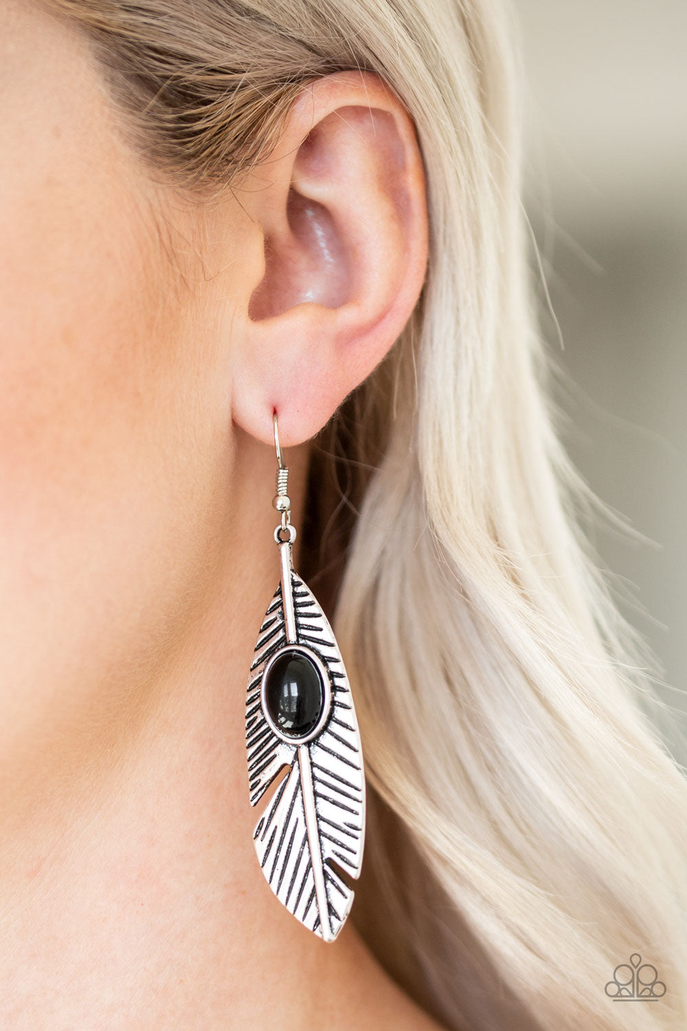 Paparazzi Accessories ✽ Quill Thrill - Black Earrings✽Flat Rate Ship $4.50✽