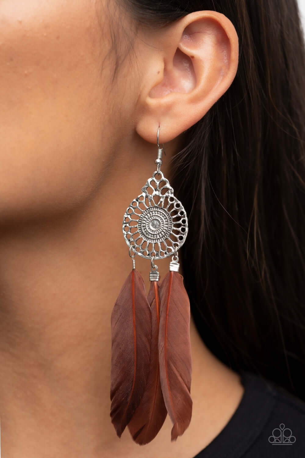 Paparazzi Accessories ❋Pretty in PLUMES - Brown Earrings❋ Flat Rate Ship $4.50❋ - Image #2