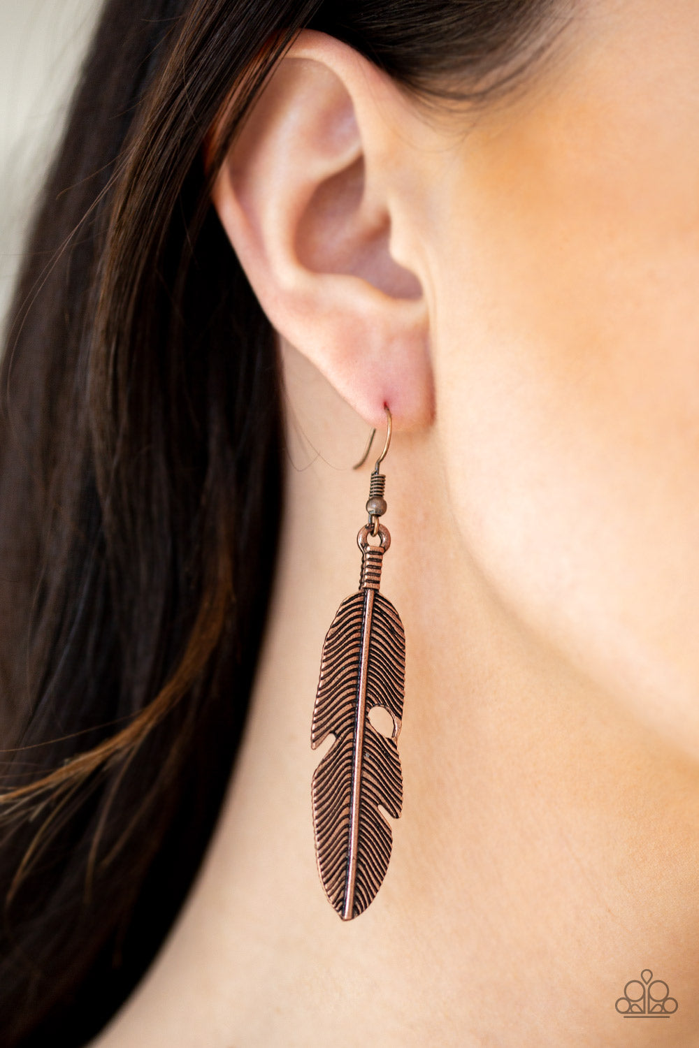 Paparazzi Accessories ✽ Feathers QUILL Fly - Copper Earrings✽Flat Rate Ship $4.50✽