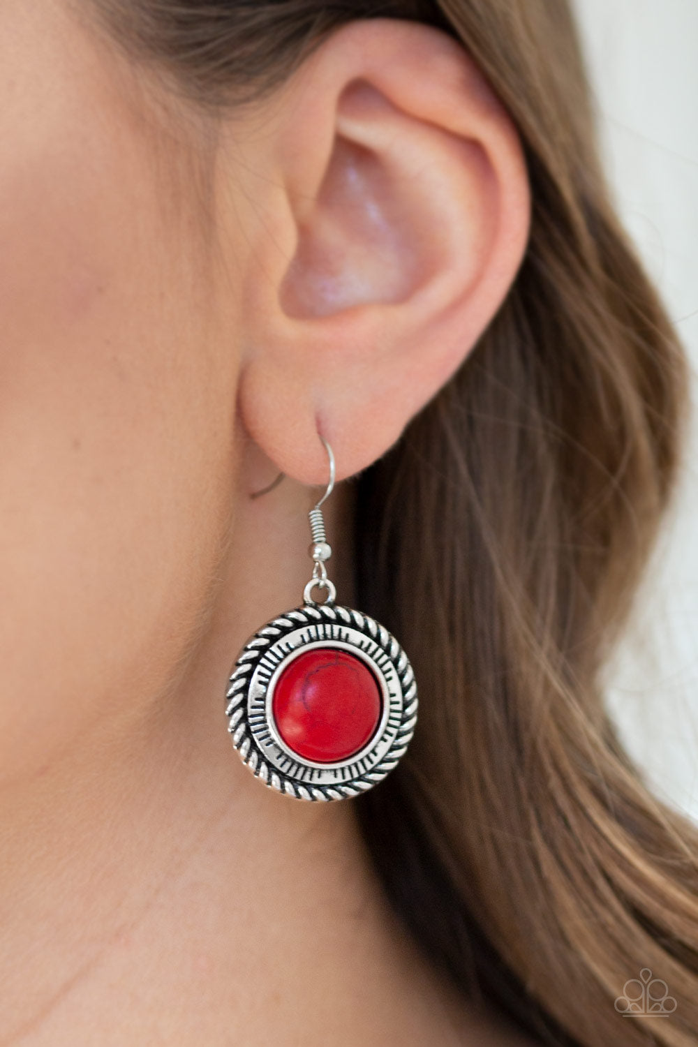 Paparazzi Accessories ✽ Natural-Born Nomad - Red Earrings✽Flat Rate Ship $4.50✽