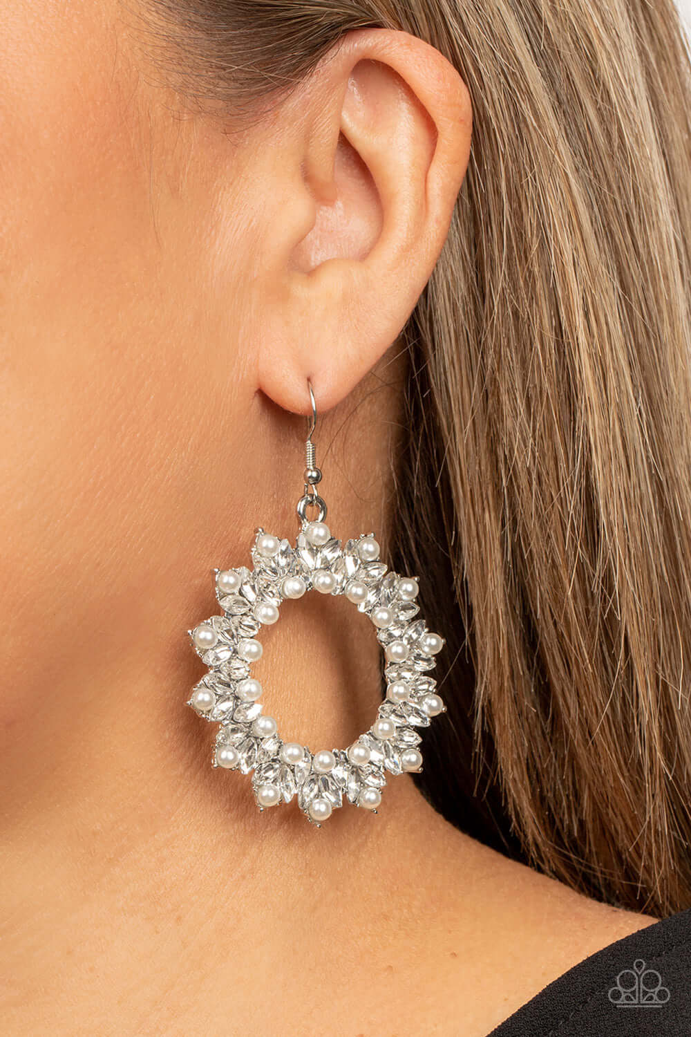 Paparazzi Accessories ❋Combustible Couture - White Earrings❋ Flat Rate Ship $4.50❋ - Image #2