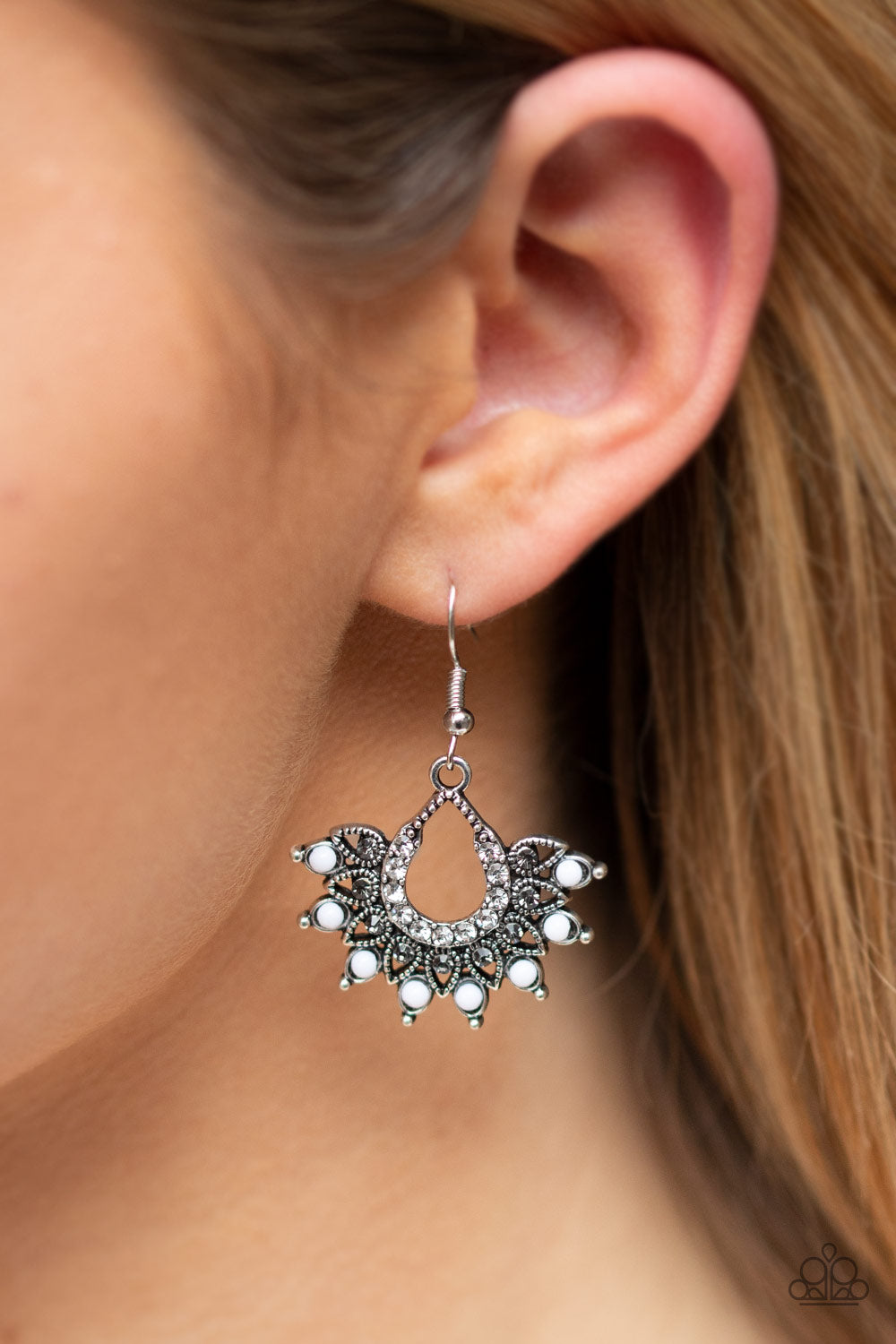 Paparazzi Accessories ✽ Gypsy Glitz - White Earrings✽Flat Rate Ship $4.50✽