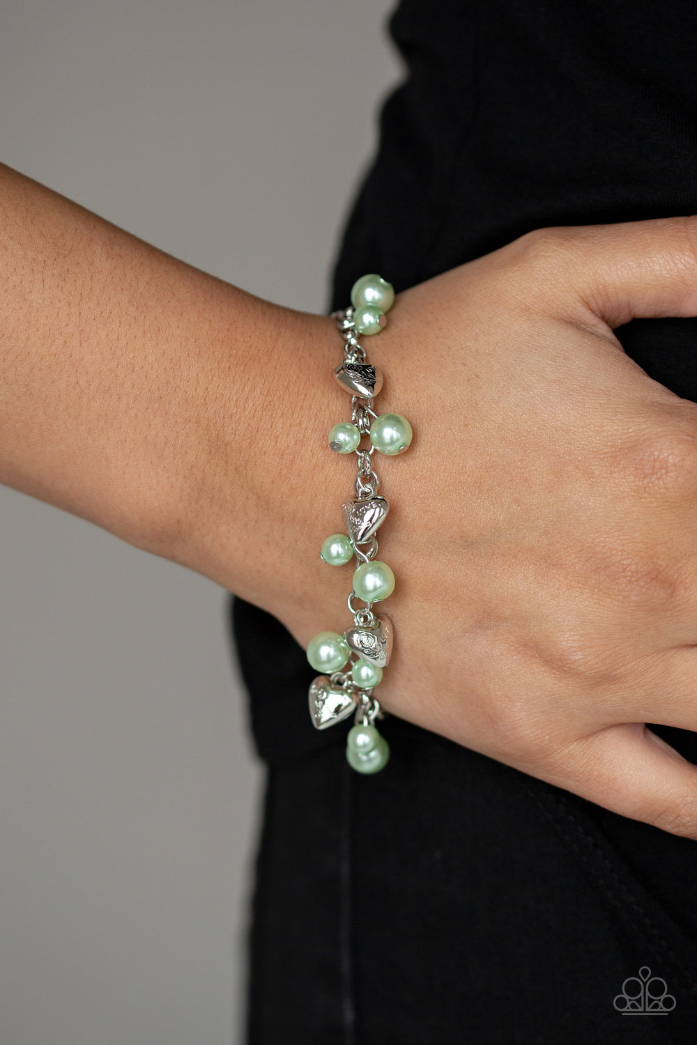 Paparazzi Accessories ✽ One Of A Kind-HEARTED - Green Bracelet✽Flat Rate Ship $4.50✽