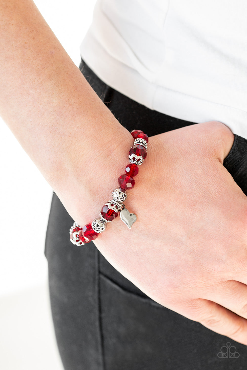 Paparazzi Accessories ✽ Right On The Romance - Red Bracelet✽Flat Rate Ship $4.50✽