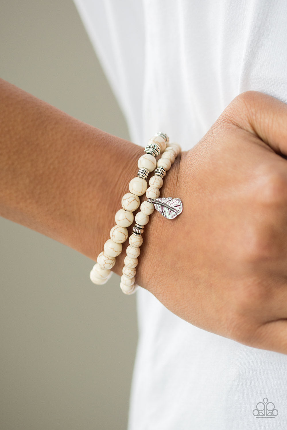 Paparazzi Accessories ✽ Desert Dove - White Bracelet✽Flat Rate Ship $4.50✽