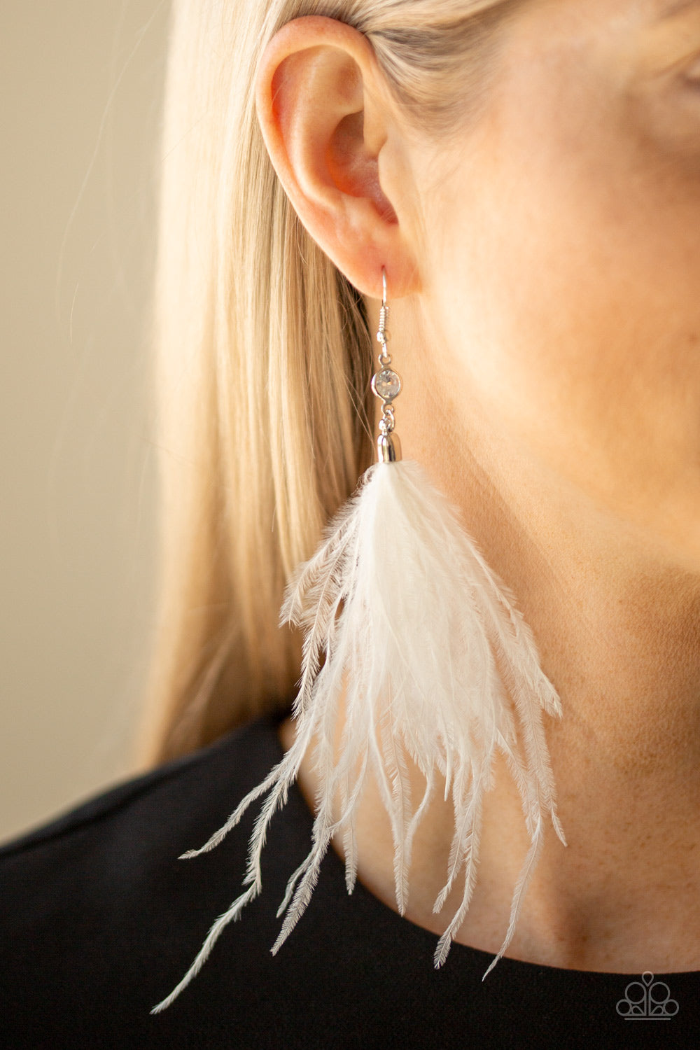Paparazzi Accessories ✽ The SHOWGIRL Next Door - White Earrings✽Flat Rate Ship $4.50✽