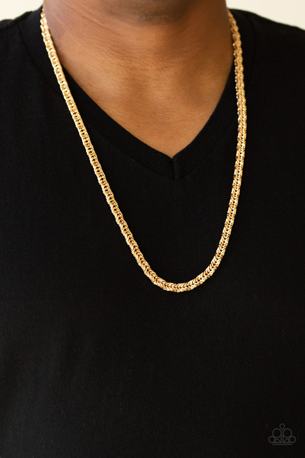 Paparazzi Accessories ✽ Go Down Fighting - Gold Mens Necklace✽Flat Rate Ship $4.50✽