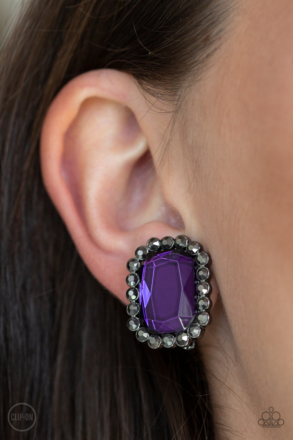 Paparazzi Accessories ✽ Glitter Enthusiast - Purple Clip-On✽Flat Rate Ship $4.50✽