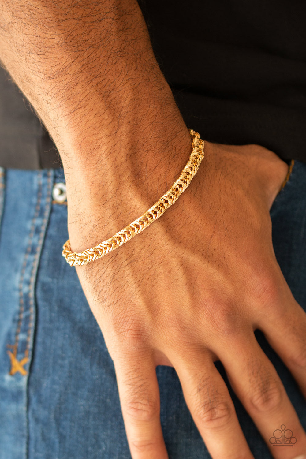 Paparazzi Accessories ✽ Fighting Chance - Gold Mens Bracelet✽Flat Rate Ship $4.50✽