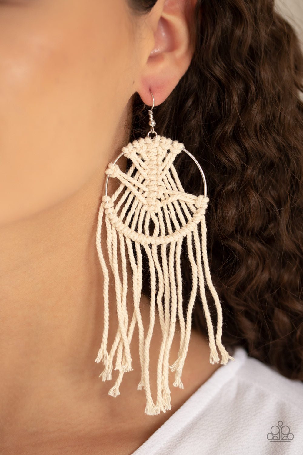 Paparazzi Accessories ✽ MACRAME, Myself, and I - White Earrings✽Flat Rate Ship $4.50✽
