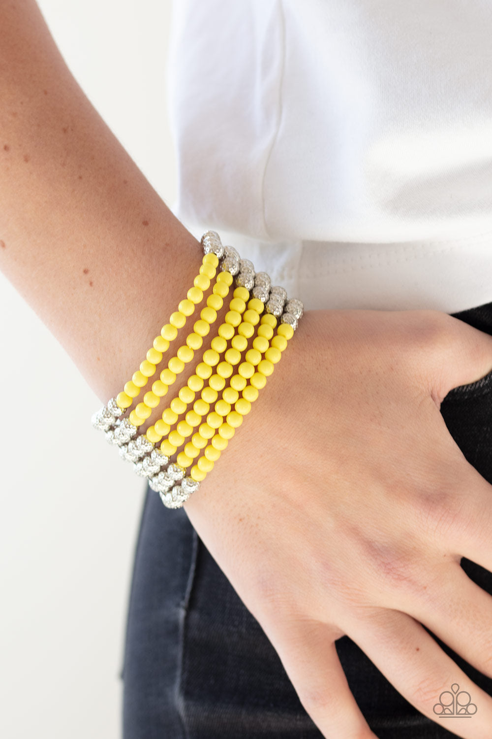 Paparazzi Accessories ✽ LAYER It On Thick - Yellow Bracelet✽Flat Rate Ship $4.50✽