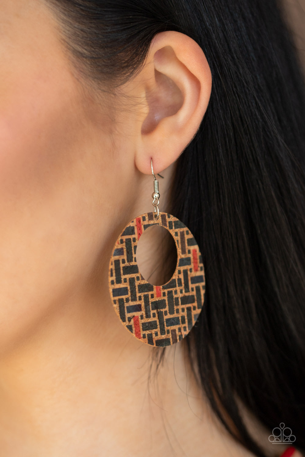 Paparazzi Accessories ✽ Put A Cork In It - Black Earrings✽Flat Rate Ship $4.50✽