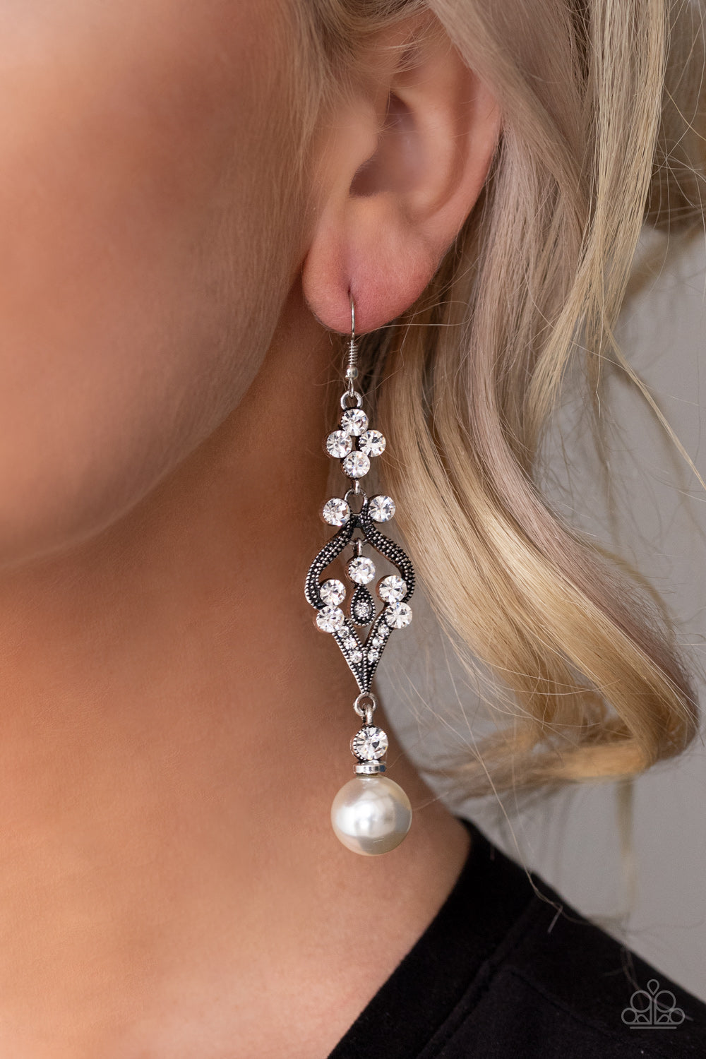 Paparazzi Accessories ✽ Elegantly Extravagant - White Earrings✽Flat Rate Ship $4.50✽