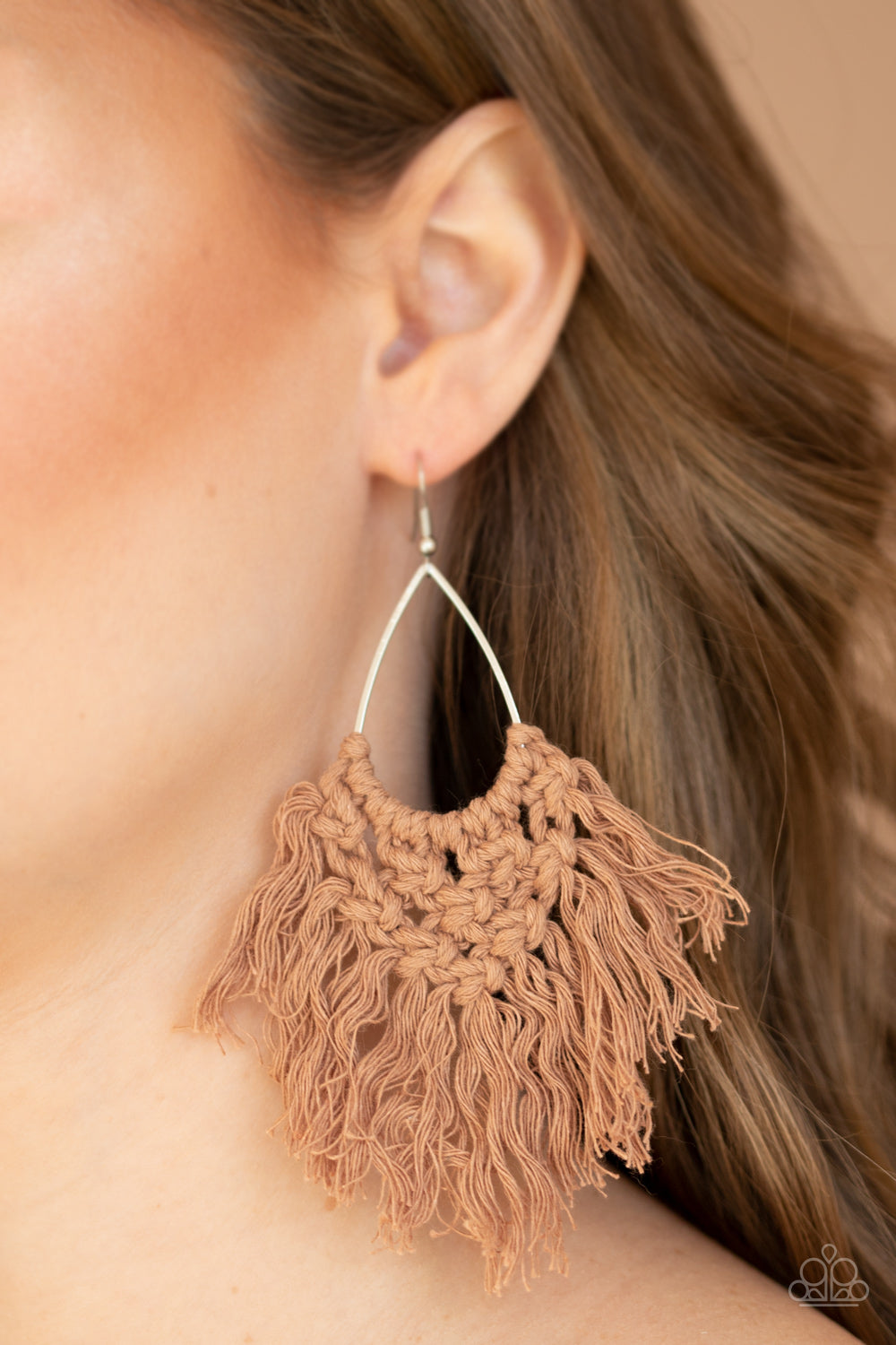 Paparazzi Accessories ✽ Oh MACRAME, Oh My - Brown Earrings✽Flat Rate Ship $4.50✽