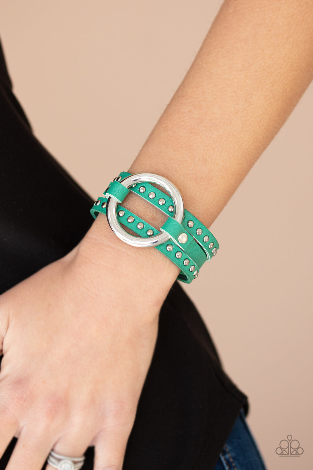 Paparazzi Accessories ✽ Studded Statement-Maker - Green Bracelet✽Flat Rate Ship $4.50✽