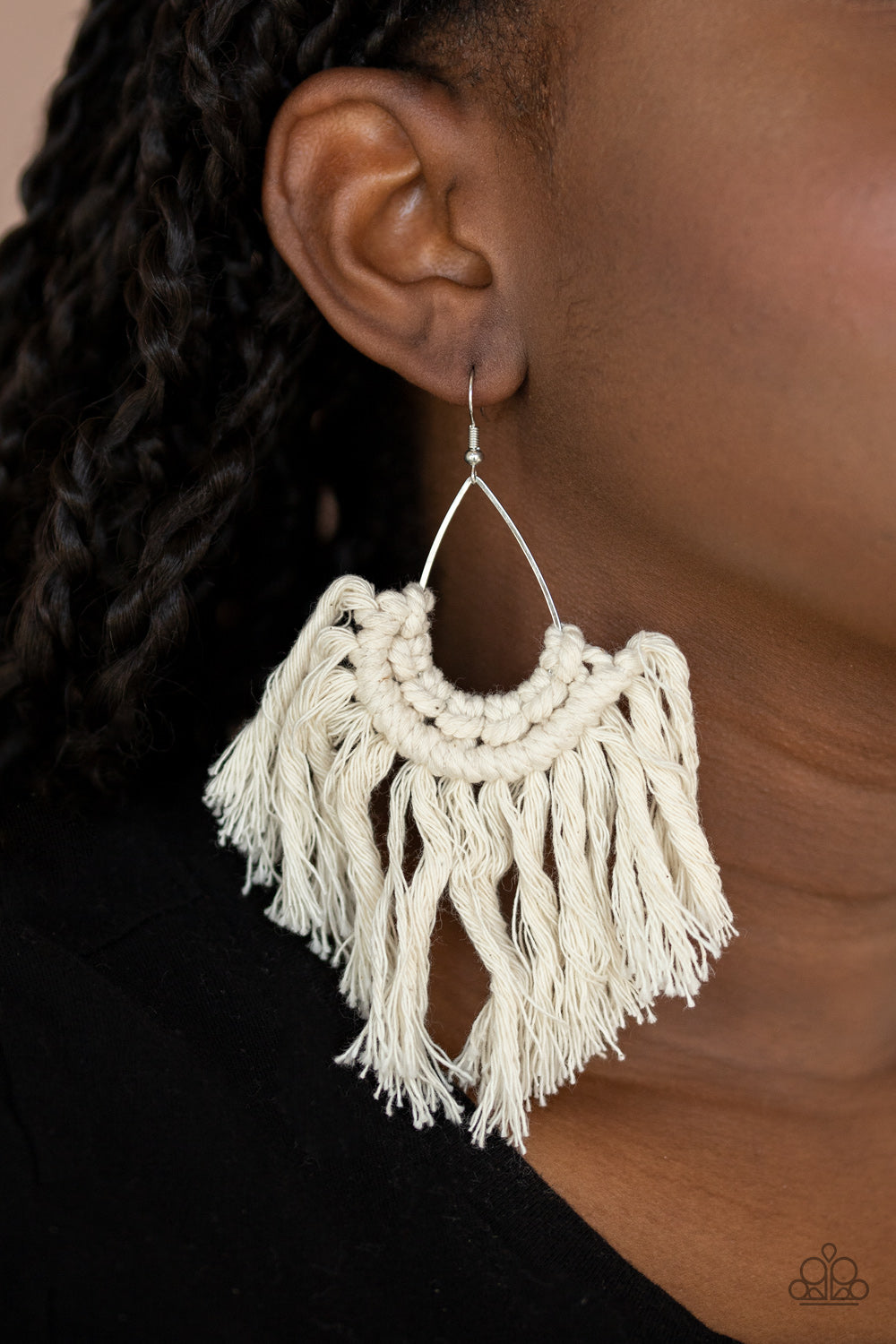 Paparazzi Accessories ✽ Wanna Piece Of MACRAME? - White Earrings✽Flat Rate Ship $4.50✽ - Blingflingbykat