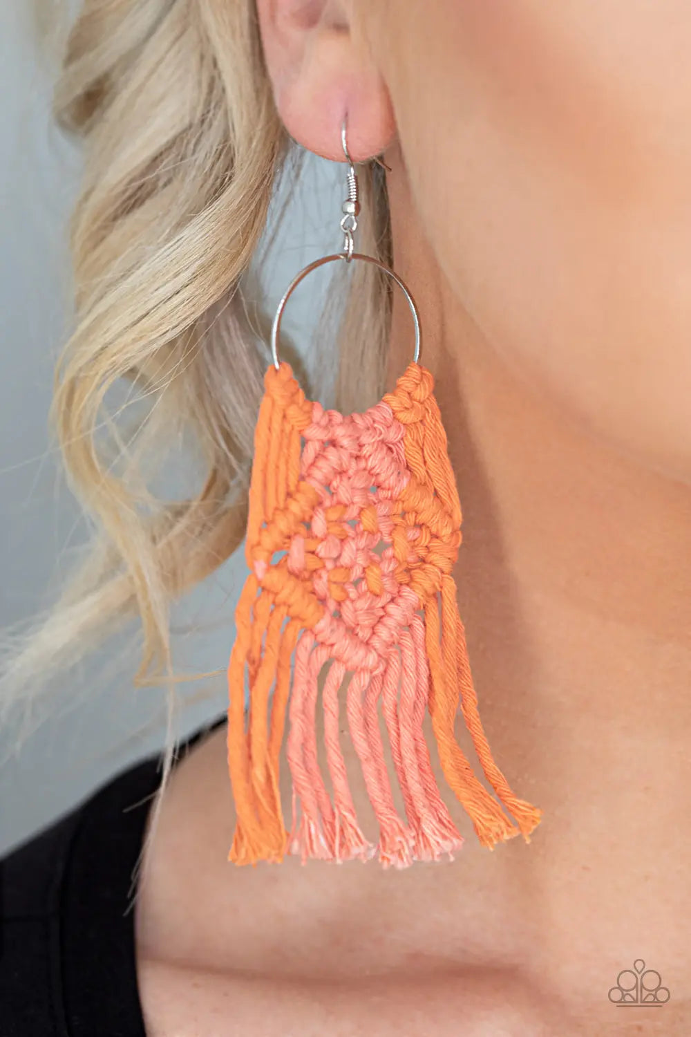 Paparazzi Accessories ✽ Macrame Rainbow - Orange Earrings✽Flat Rate Ship $4.50✽ - Image #2