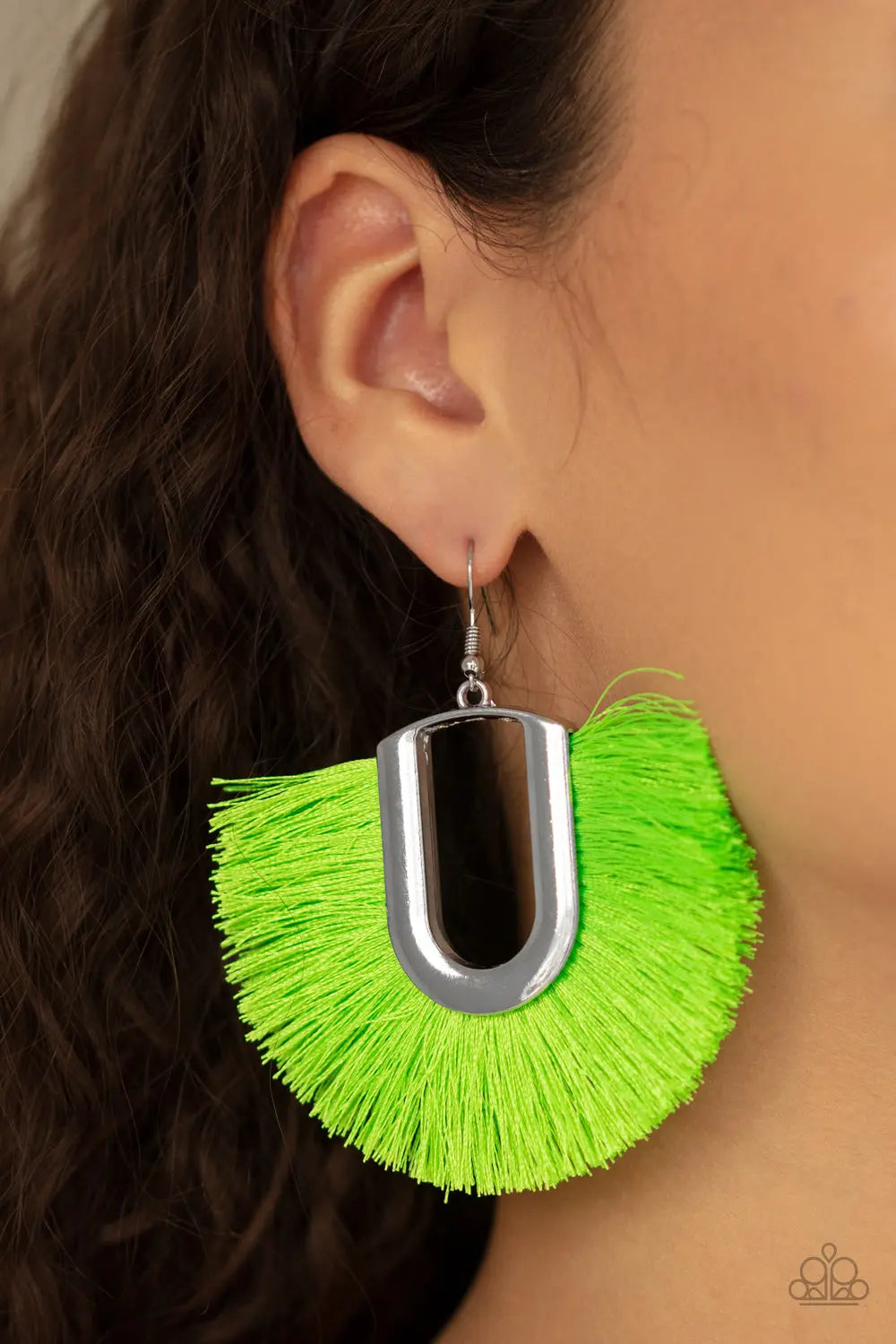 Paparazzi Accessories ✽ Tassel Tropicana - Green Earrings✽Flat Rate Ship $4.50✽ - Image #2