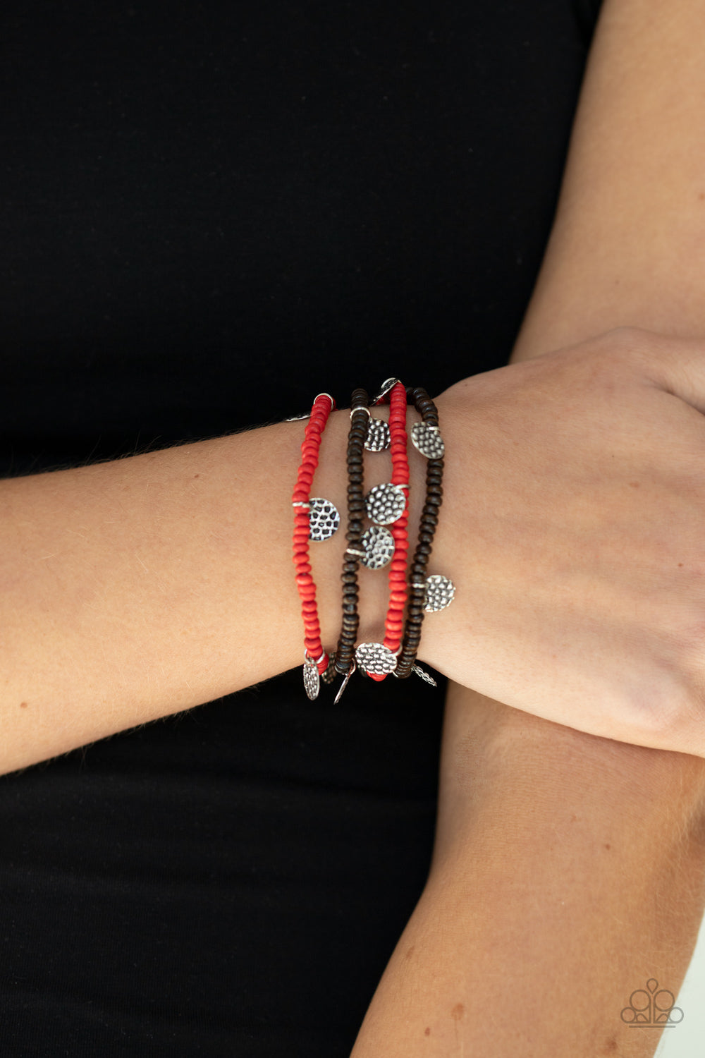 Paparazzi Accessories ✽ WOODnt Count It - Red Bracelet✽Flat Rate Ship $4.50✽