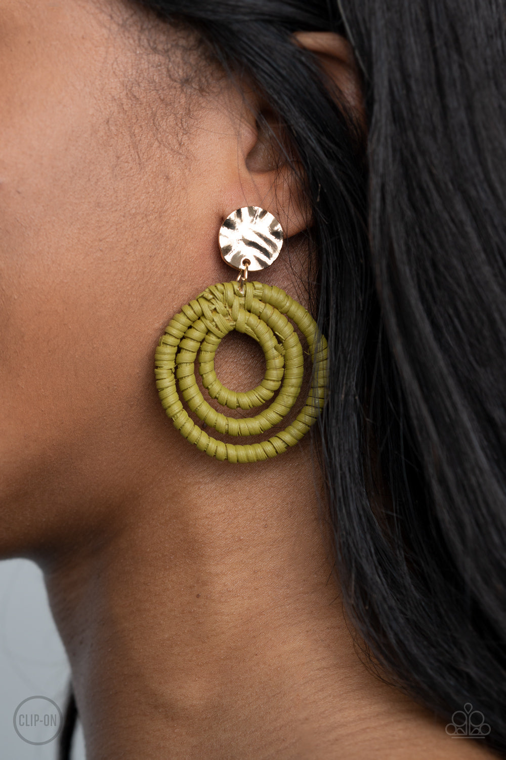 Paparazzi Accessories ✽ Whimsically Wicker - Green Clip-On✽Flat Rate Ship $4.50✽