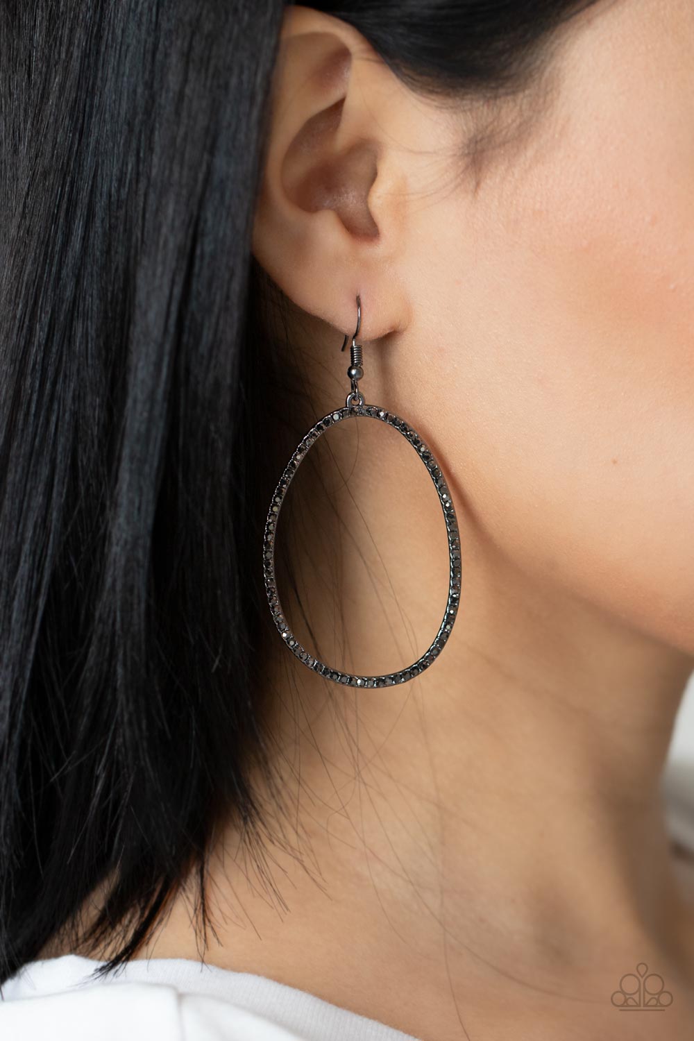 Paparazzi Accessories ❋OVAL-ruled! - Black Earrings❋ Flat Rate Ship $4.50❋