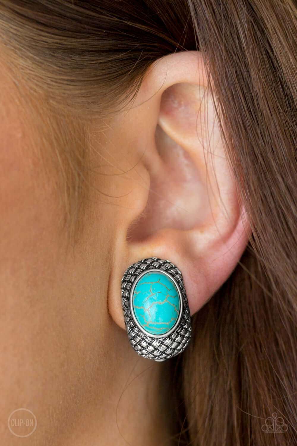 Paparazzi Accessories ✽ Bedrock Bombshell - Blue Clip-On✽Flat Rate Ship $4.50✽ - Image #2