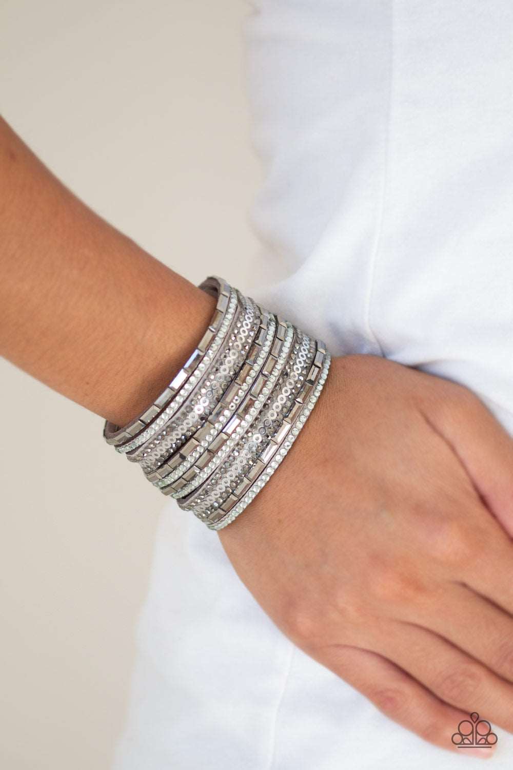 Paparazzi Accessories ✽ A Wait-and-SEQUIN Attitude - Silver Bracelet✽Flat Rate Ship $4.50✽