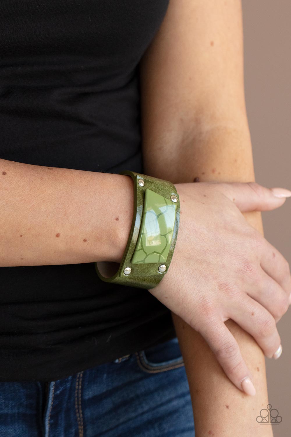 Paparazzi Accessories ❋Geo Glamper - Green Bracelet❋ Flat Rate Ship $4.50❋