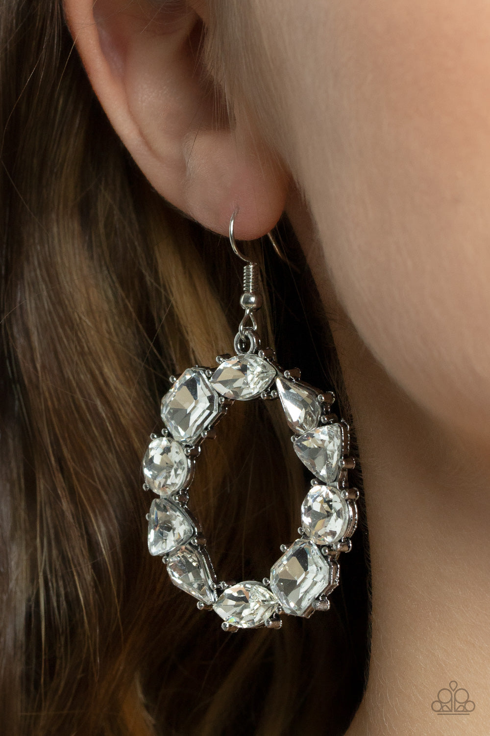 Paparazzi Accessories ❋GLOWING in Circles - White Earring Earrings❋ Flat Rate Ship $4.50❋