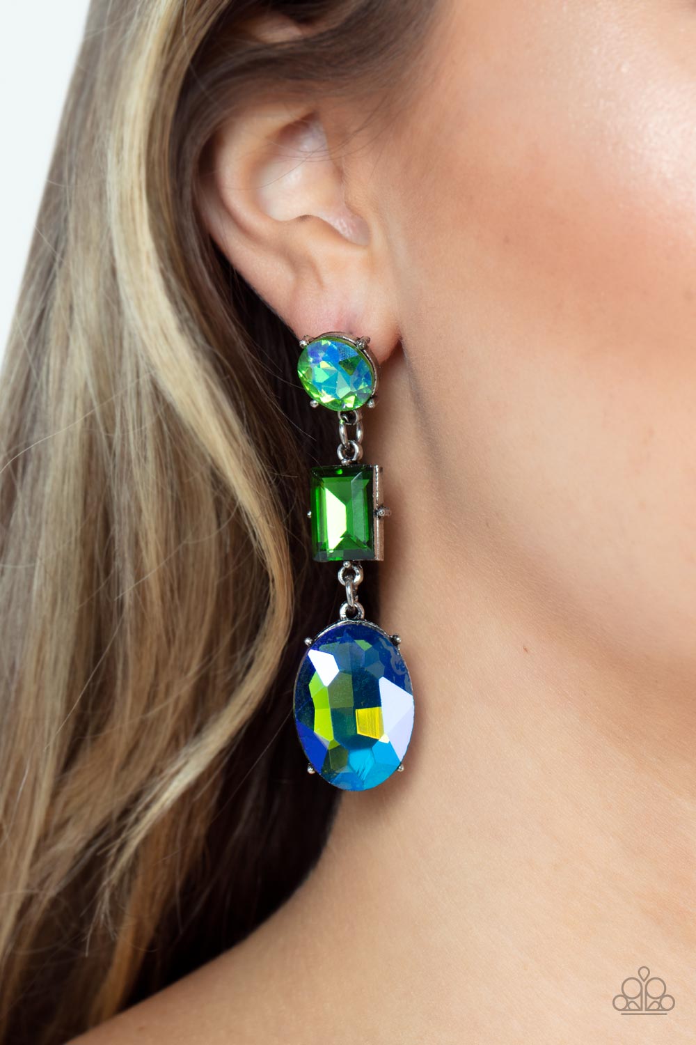 Paparazzi Accessories ❋Extra Envious - Green Post Earrings❋ Flat Rate Ship $4.50❋
