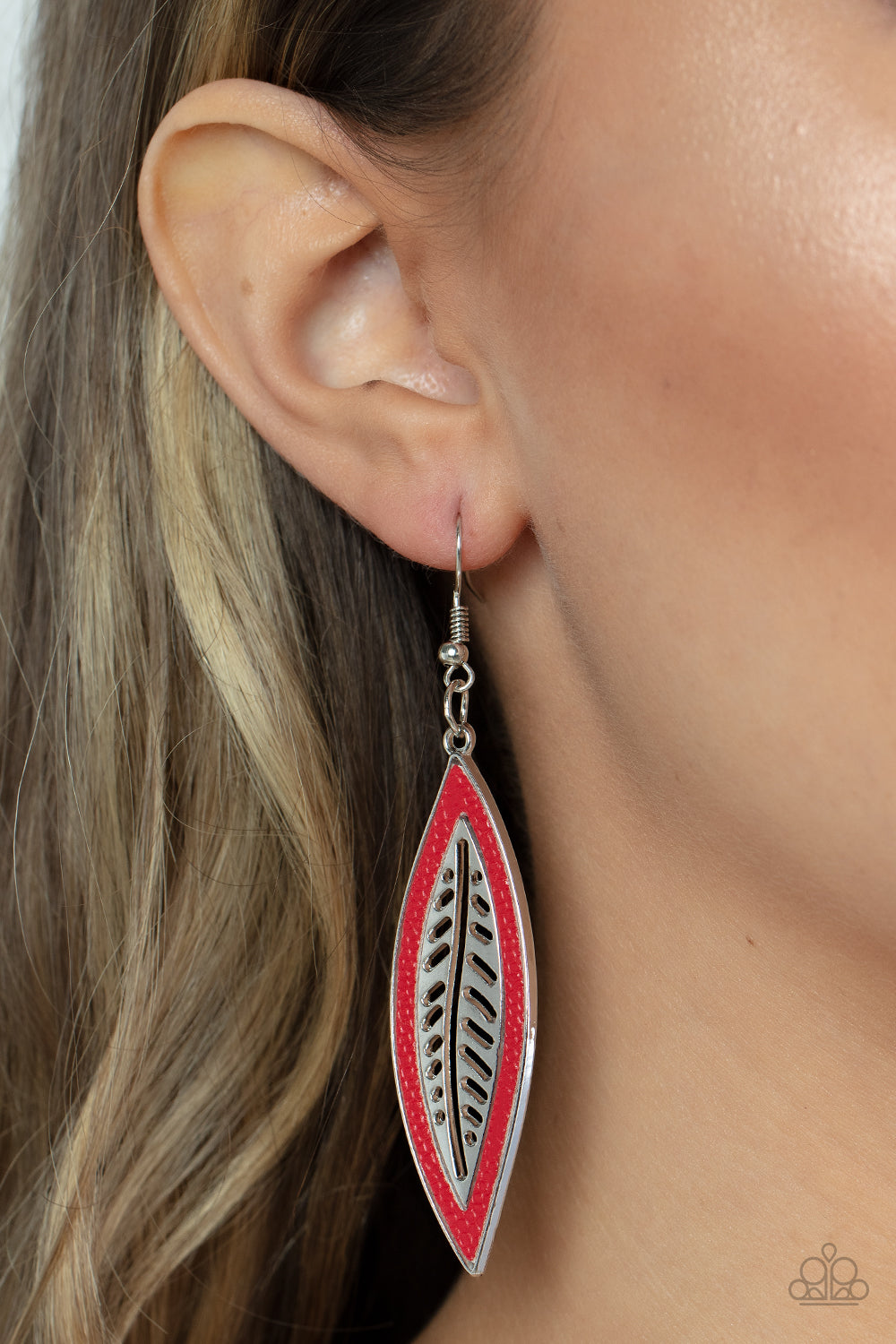 Paparazzi Accessories ❋Leather Lagoon - Red Earrings❋ Flat Rate Ship $4.50❋