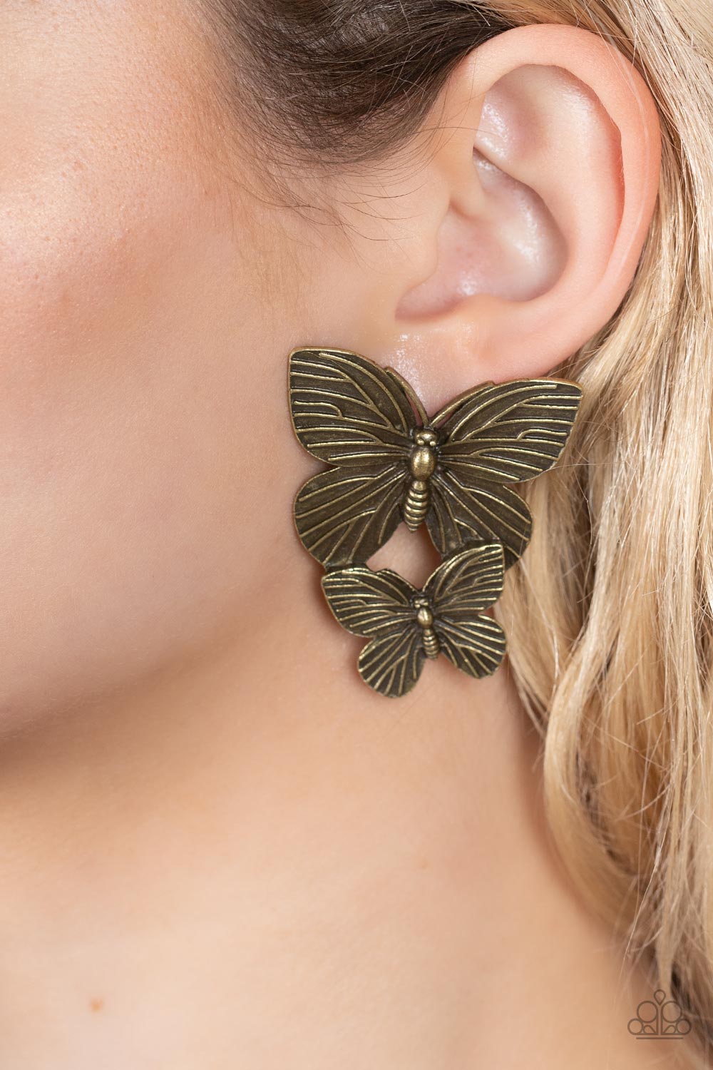 Paparazzi Accessories ❋Blushing Butterflies - Brass Post Earrings❋ Flat Rate Ship $4.50❋